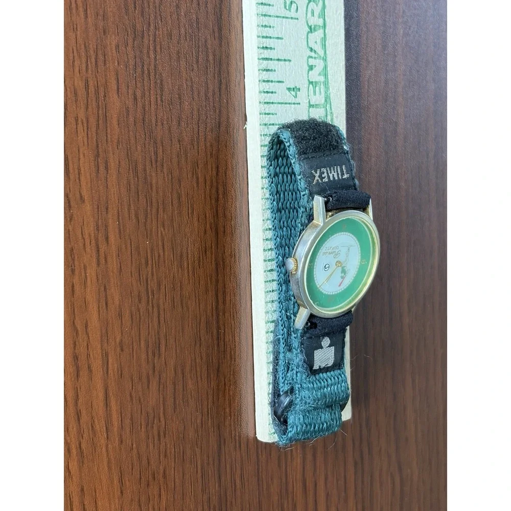 Vintage Ronica Sports Watch Baseball Design With Timex Green Sport Band